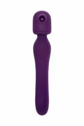 Фиолетовый двойной вибратор JOS Kisom. 13 см, 10 режимов вибрации, 10 режимов вакуум-волновой стимуляции