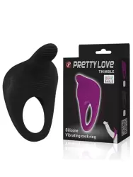 Эрекционное виброкольцо Thimble со стимулятором клитора – черный