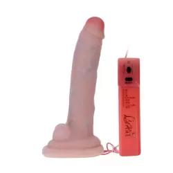 Большой вибратор-реалистик с внутренним стержнем на подошве-присоске Super Sarver – телесный