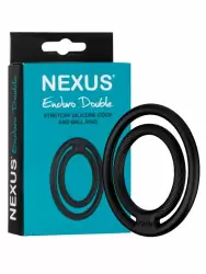 Двойное эрекционное кольцо Nexus Enduro Double, с подхватом мошонки, силикон, черное