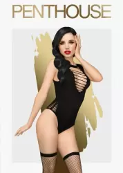 Элегантный боди Hotter than hell в наборе с чулками в сетку XL