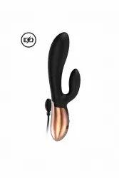 Вибратор-кролик с функцией нагрева Exquisite (черный): 20.5 см, 10 режимов вибрации, АБС/силикон