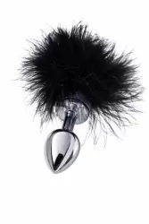Маленькая анальная втулка с опушкой TOYFA Metal – чёрный