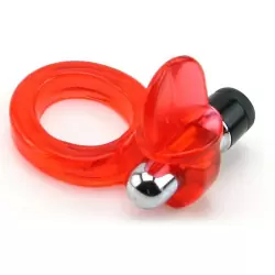 Эрекционное виброкольцо со стимулятором клитора Язычок Wireless Clit Flicker – красный