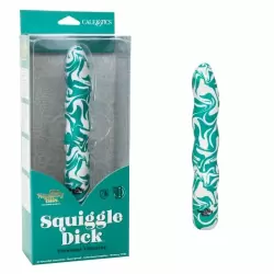 Рельефный вибратор NAUGHTY BITS SQUIGGLE DICK, 15,2 см, 10 режимов, зеленый с белым