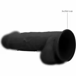 Реалистичный фаллоимитатор Shots toys, с мошонкой, 21,6 см, силикон, черный