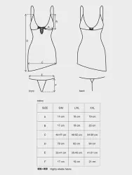 Обтягивающая черная сорочка с ассиметричным подолом и стринги Cobra (Obsessive) – L/XL