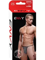 Черно-белые стринги, трусы мужские в полоску - L/XL