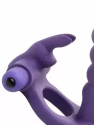 Эрекционное виброкольцо Double Delight, для двойного проникновения, стимуляция клитора, 16,5 см, фиолетовое
