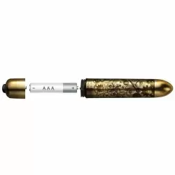 Золотая вибропуля с гравировкой «Halcyon Daze» Rock Off. 9 см, ABS-пластик