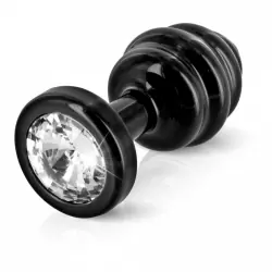 Рельефная анальная пробка Anni Ano T2 с большим кристаллом Сваровски – черный