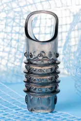 Открытая увеличивающая насадка на пенис TOYFA XLover с подхватом мошонки – серый