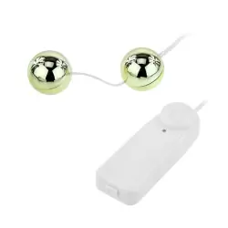 Шарики вагинальные гладкие Golden Ball с вибрацией и пультом управления – золотой