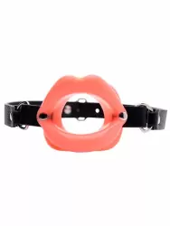 Необычный кляп-расширитель Sissy Mouth Gag, диаметр 4,2 см, в форме губ, розовый с черным
