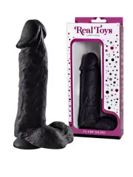 Реалистичный фаллоимитатор с мошонкой Real Toys №21 на присоске – черный