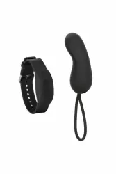 Изогнутое виброяйцо Wristband Remote Curve, с пультом-браслетом, 7,5 см, 12 режимов, черный
