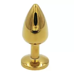 Маленькая анальная пробка Plug Gold с кристаллом	 – золотистый/зеленый
