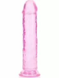 Реалистичный фаллоимитатор RealRock Straight Realistic, 20 см, ТПЕ, прозрачный розовый