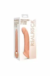 Увеличивающая насадка закрытого типа с кольцом для фиксации на мошонке Penis Extender with Rings - 22 cm