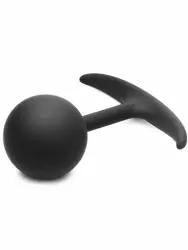 Крупная анальная пробка Heavy Hitters с утяжелением, в форме шара, 12 см, размер XL, черный