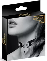 Элегантный чокер Concorde COLLIER PENDENTIF COEUR NOIR, с металлическим замочком в виде сердца, 34 см, черный