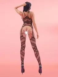 Кетсьюит (боди-комбинезон) Agata S/L - черный и Маска на глаза Sitabella, открытая