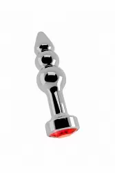Серебряная анальная пробка с рубиновым кристаллом Silver Plug - Red Sapphire