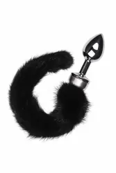 Маленькая анальная пробка с хвостом TOYFA Metal – чёрный