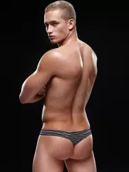 Черно-белые тонги, трусы мужские в полоску - L/XL