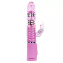 Мультискоростной хай-тек вибромассажер-ротатор со стимуляцией клитора Passion Cute Bunny – розовый 