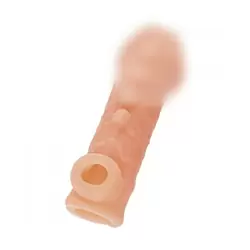 Реалистичная насадка на пенис с двумя рядами бугорков и отверстием для мошонки «Cock sleeve» (большая), Kokos