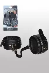 Кожаные оковы Sitabella Chrome Collection – черный с серебристым