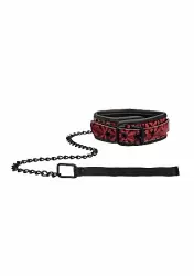 Широкий ошейник Luxury Collar with Leash бордовый