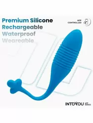 Интерактивное виброяйцо LoveCherry Thrusting Egg, 20,5 см, 8 режимов, с поступательными движениями, силикон, синий