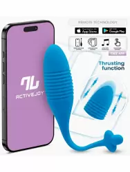 Интерактивное виброяйцо LoveCherry Thrusting Egg, 20,5 см, 8 режимов, с поступательными движениями, силикон, синий