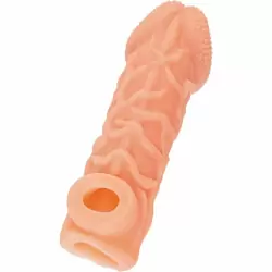 Реалистичная насадка на пенис с венками и отверстием для мошонки «Cock sleeve» (средняя), Kokos