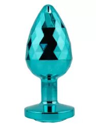 Голубая алюминиевая текстурная анальная пробка Large