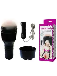 Реалистичная вагина в футляре Pink Lady с вибрацией и проводным пультом – телесный