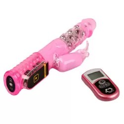 Ротатор-вибромассажер двойного действия Clit Critter с пультом дистанционного управления – розовый