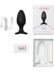 Инновационная анальная вибропробка, LOVENSE Hush 2, 17 см, управление через приложение, 7 режимов, размер L, черный