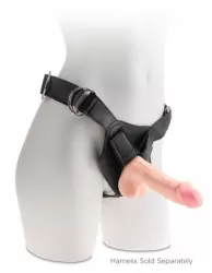 Реалистичный дилдо тройного покрытия с мошонкой и присоской King Cock Plus. 16,5 см