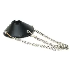 Кожаная утяжка для мошонки Parachute Ball Stretcher с цепочками – черный