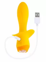 Элегантная анальная вибропробка Evolved Mellow Yellow, 13,5 см, с кристаллом, силикон, 10 режимов, желтый