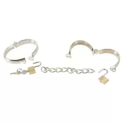 Металлические наручники на цепочке Bad Kitty Metal Handcuffs - серебристый