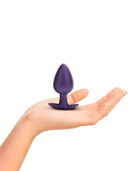 Гладкая анальная пробка Shots toys, 8,9 см, силикон, фиолетовый металлик