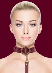 Элегантный ошейник с поводком Shots toys Ouch Ouch! - Collar With Leash, 110 см, экокожа, красный