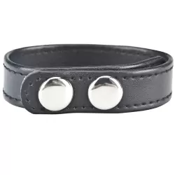 Кольцо на пенис из искусственной кожи Snap Cock Ring на заклепках – черный