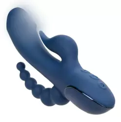 Тройной вибратор III Triple Orgasm, 20,5 см, 20 режимов, синий