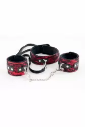 Кружевной набор ошейник и наручники TOYFA Marcus – красный