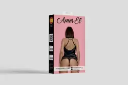 Черное атласное боди с кружевом Badalona Amor El (L/XL)